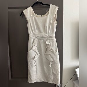 Nanette Lepore Cream Ruffle Sheath Dress